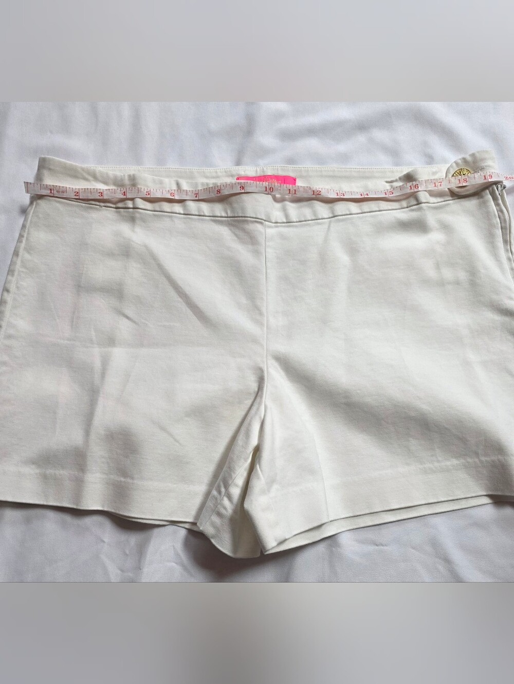 Lilly Pulitzer White Callahan Shorts Size 16 Cotton Stretch Side Zip - Picture 7 of 7